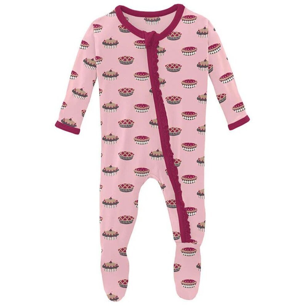 NWT Kickee Pants Ruffle Footie Pink Lotus Pie 18-24 months snap - Picture 4 of 8